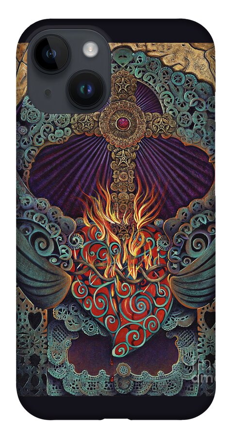 Sacred iPhone Case featuring the painting Sacred Heart by Ricardo Chavez-Mendez