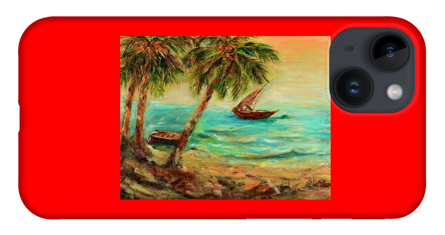 Indian Ocean iPhone Case featuring the painting Sail boats on Indian Ocean by Sher Nasser