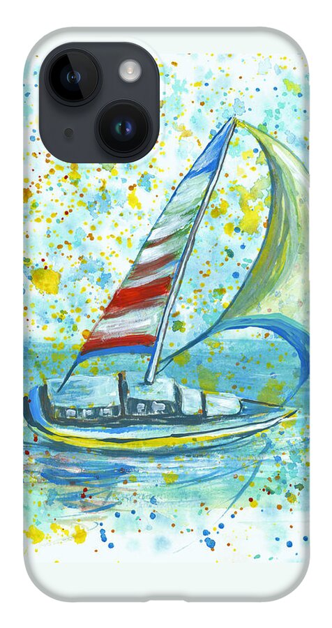 Seascape iPhone 14 Case featuring the painting Sail On Maui by Darice Machel McGuire