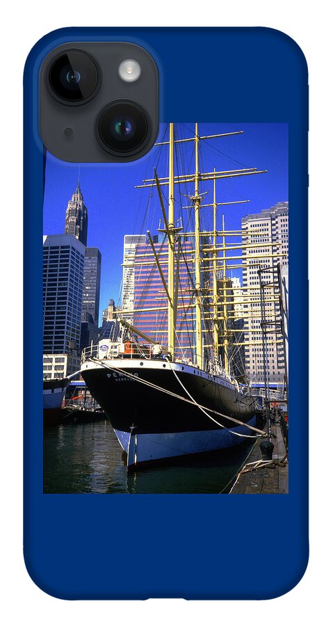 Peking iPhone 14 Case featuring the photograph HMS Peking Sailing Boat Anchored in South Street Seaport 1984 by Gordon James