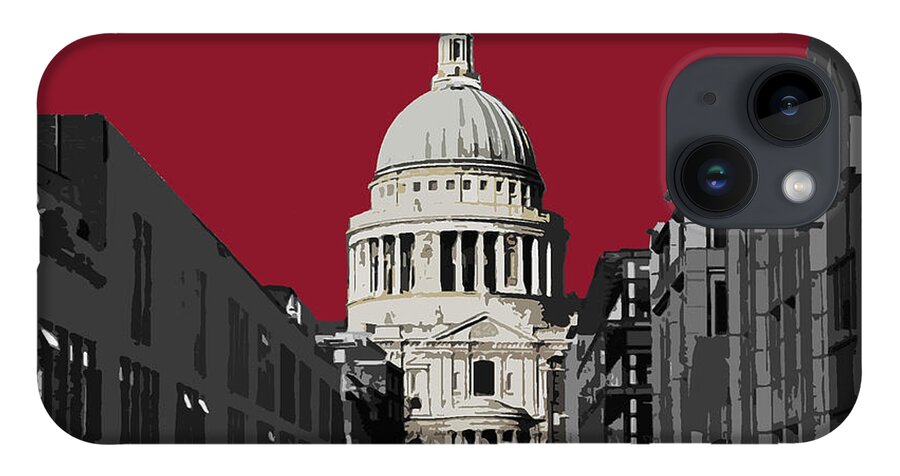 Eye iPhone 14 Case featuring the mixed media Saint Pauls - Blazing RED by Big Fat Arts
