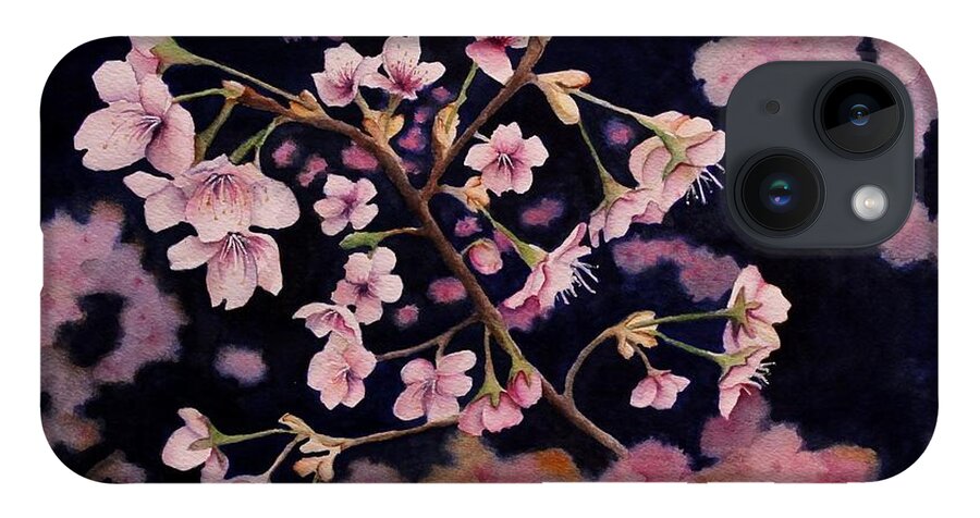 Cherry Blossom iPhone Case featuring the painting Sakura in Blue by Kelly Miyuki Kimura