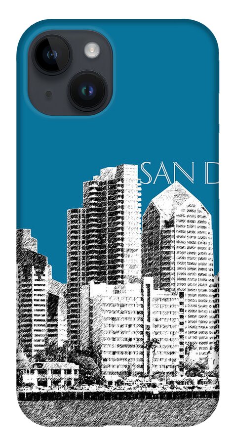 Architecture iPhone 14 Case featuring the digital art San Diego Skyline 1 - Steel by DB Artist