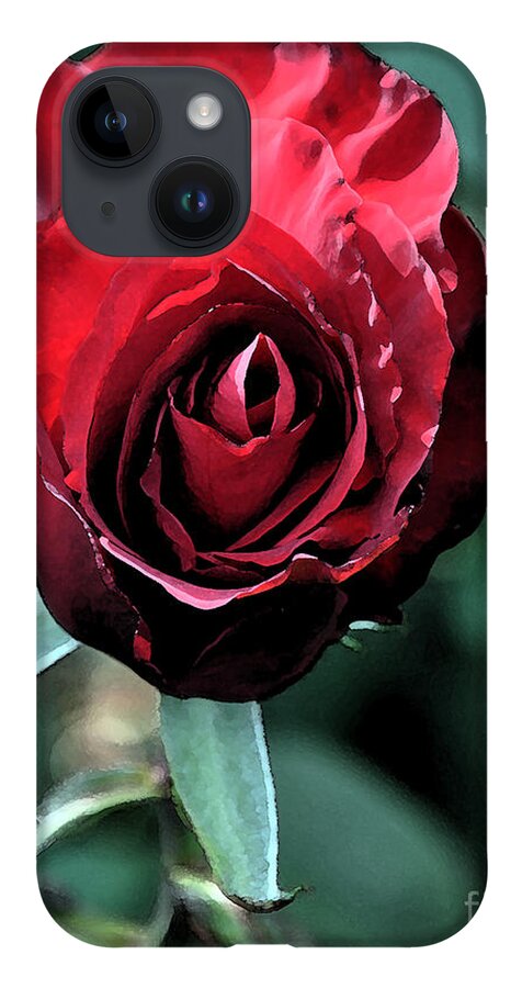 Rose iPhone Case featuring the digital art Red Rose Bloom by Kirt Tisdale