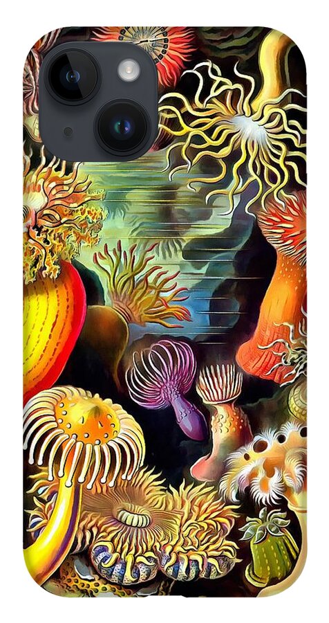 Ernst Haeckel iPhone 14 Case featuring the painting Sea Anemones by Ernst Haeckel