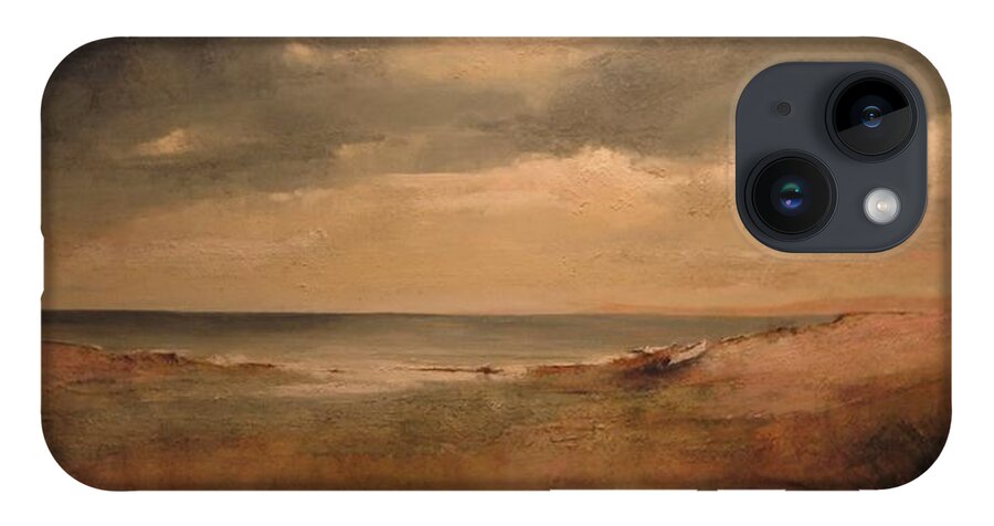 Diane Strain iPhone 14 Case featuring the painting Seascape using Resin Sand by Diane Strain