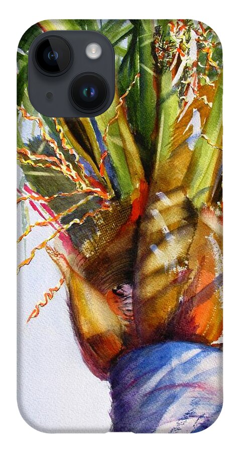 Palm iPhone 14 Case featuring the painting Shady Palm Tree by Carlin Blahnik CarlinArtWatercolor