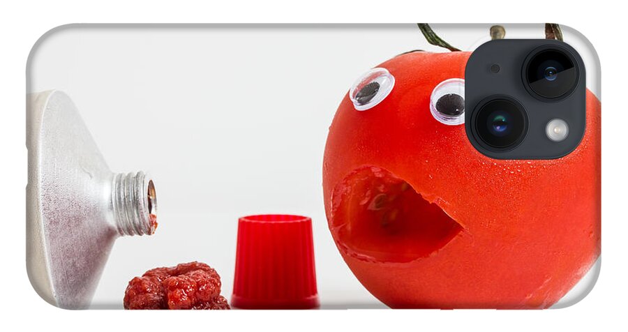 Shocked iPhone 14 Case featuring the photograph Shocked Tomato. by Gary Gillette