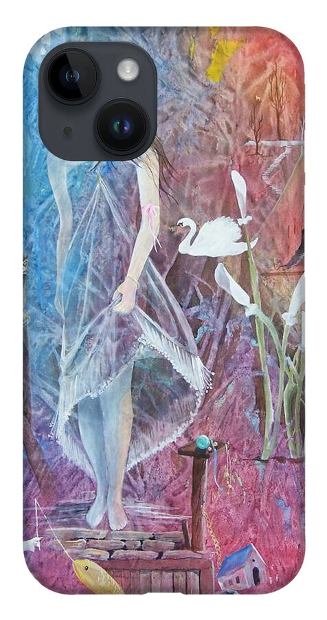 Girl iPhone 14 Case featuring the painting Sian Nia by Jackie Mueller-Jones