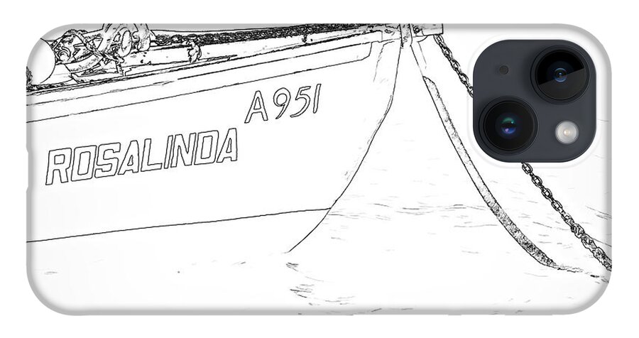 951 iPhone Case featuring the photograph Sketch of the Fishing Boat of Aruba Rosalinda by David Letts