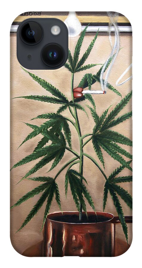 Smoking Section iPhone 14 Case featuring the painting Smoking Section by Anthony Falbo