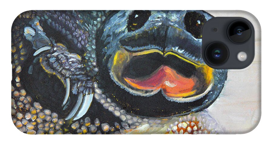 Snapping Turtle iPhone 14 Case featuring the painting Snapped by Terry Honstead