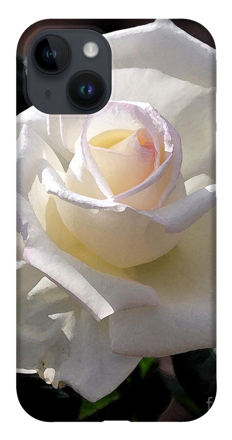 Rose iPhone 14 Case featuring the digital art Snow White Rose by Kirt Tisdale