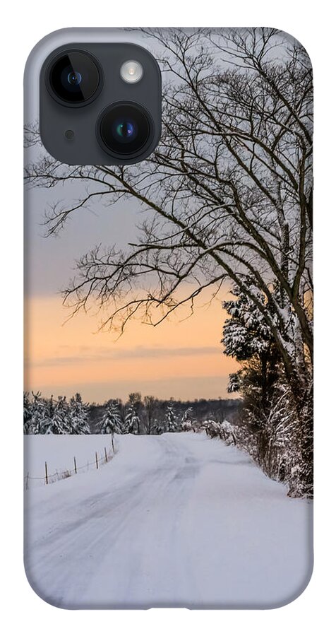 Snow iPhone 14 Case featuring the photograph Snowy Country Road by Holden The Moment