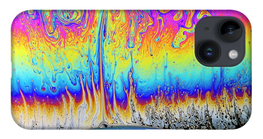 Thin Film iPhone 14 Case featuring the photograph Soap Film Patterns by Paul Rapson