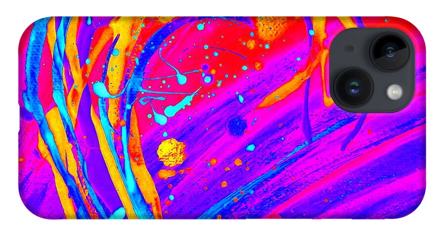 Abstract iPhone 14 Case featuring the painting Solar Flare by Darren Robinson