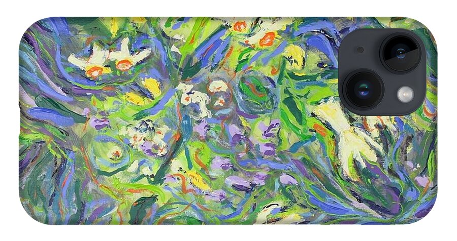 Abstract iPhone 14 Case featuring the painting Spring Exuberance 1 by Zofia Kijak