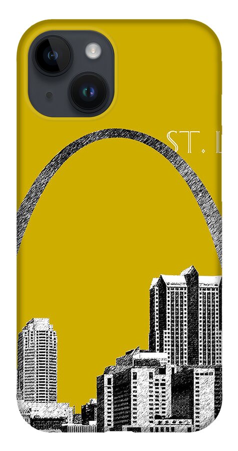 Architecture iPhone 14 Case featuring the digital art St Louis Skyline Gateway Arch - Gold by DB Artist