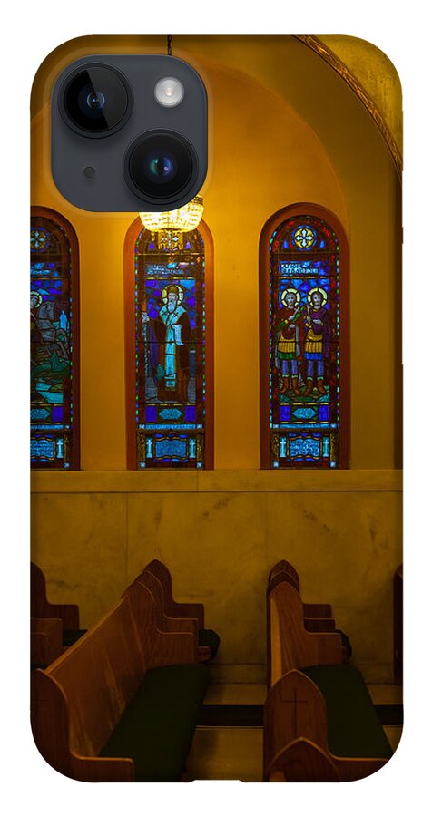 1948 iPhone 14 Case featuring the photograph Stained Glass Windows at St Sophia by Ed Gleichman