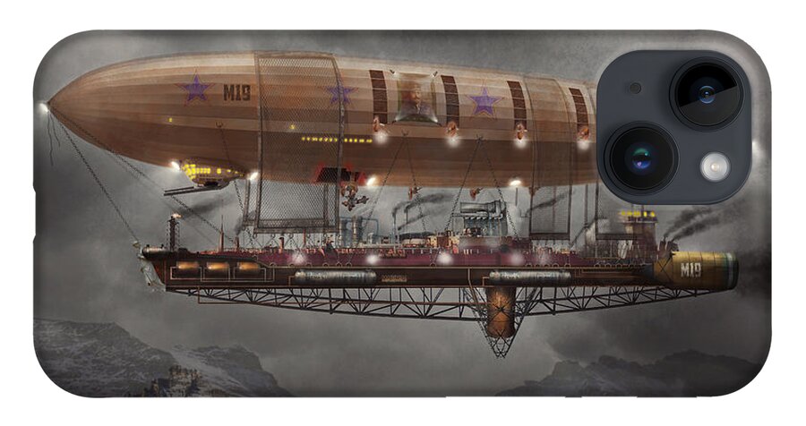 Steampunk iPhone 14 Case featuring the photograph Steampunk - Blimp - Airship Maximus by Mike Savad