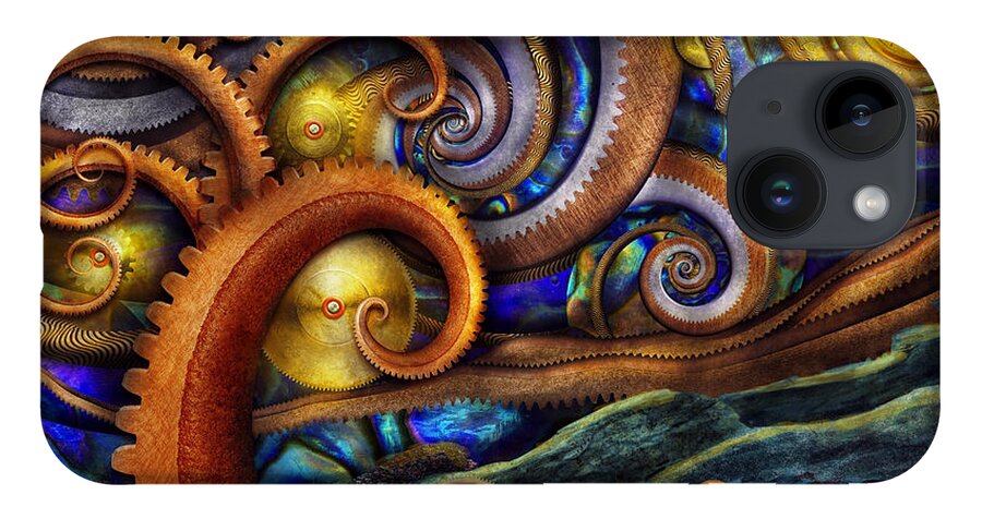 Savad iPhone 14 Case featuring the photograph Steampunk - Starry night by Mike Savad