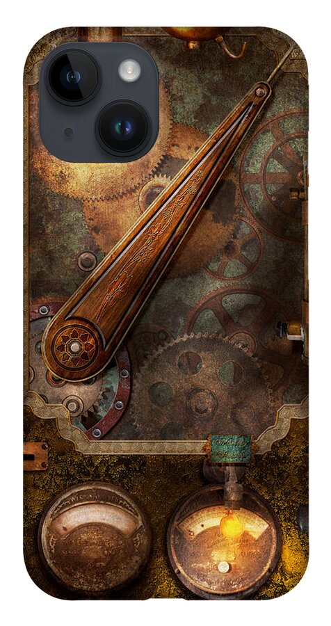 Hdr iPhone 14 Case featuring the digital art Steampunk - Victorian fuse box by Mike Savad
