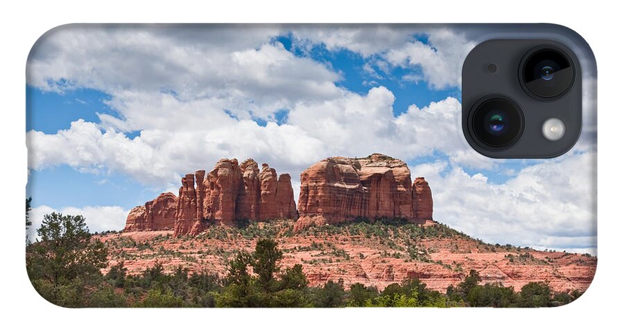 Arizona iPhone 14 Case featuring the photograph Storm Clouds Over Cathedral Rocks by Jeff Goulden
