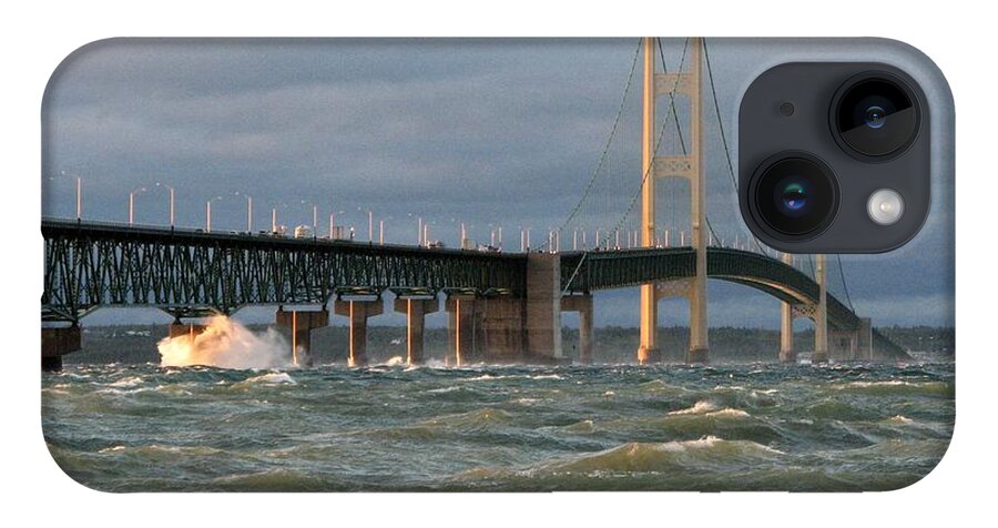 Storm iPhone Case featuring the photograph Stormy Straits of Mackinac by Keith Stokes