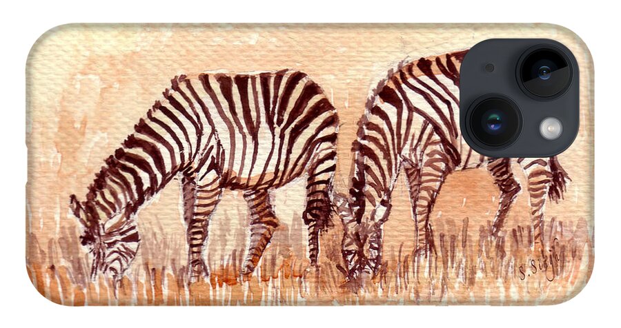 Animal Art iPhone 14 Case featuring the painting Stripe Buddies by Sarabjit Singh