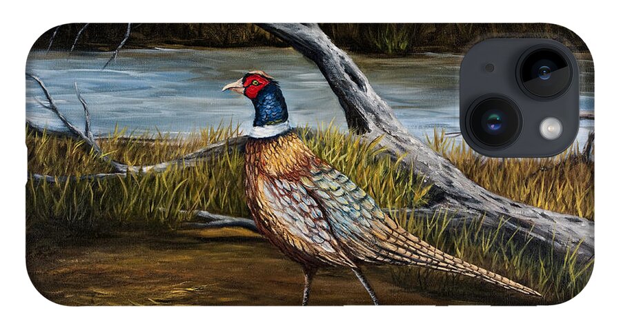 Bird iPhone 14 Case featuring the painting Strutting Pheasant by Darice Machel McGuire