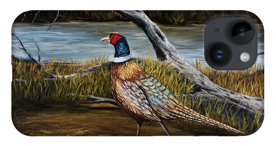 Bird iPhone 14 Case featuring the painting Strutting Pheasant by Darice Machel McGuire