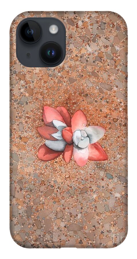 Landscape iPhone 14 Case featuring the painting Succulent on the beach by Hilda Wagner
