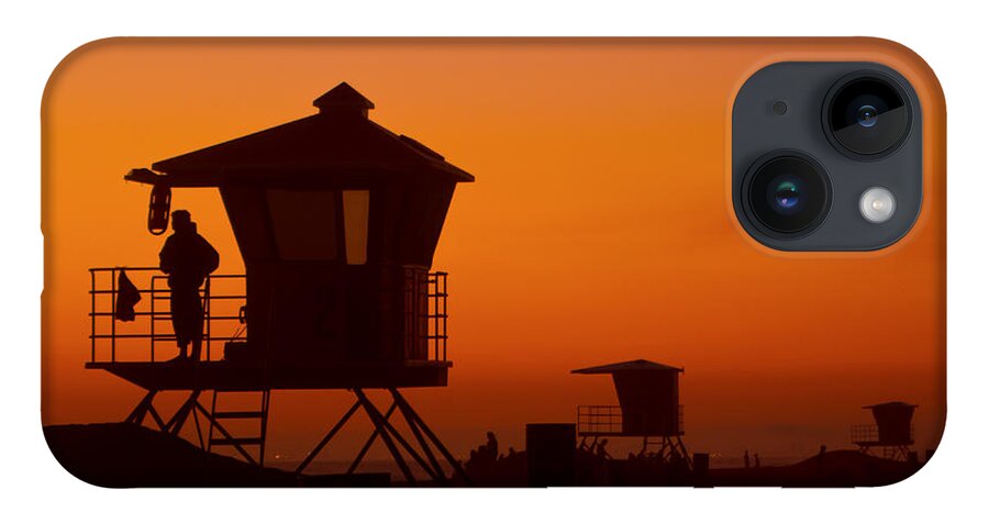 Huntington Beach Ca iPhone 14 Case featuring the photograph Sun Sets on Huntington Beach by Denise Dube