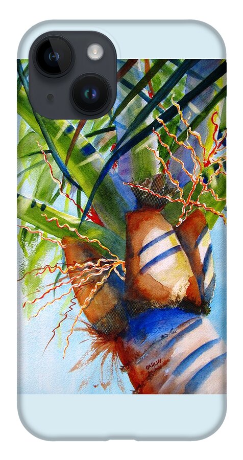 Palm iPhone Case featuring the painting Sunlit Palm by Carlin Blahnik CarlinArtWatercolor
