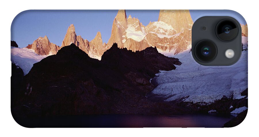 Feb0514 iPhone 14 Case featuring the photograph Sunrise Glow On Fitzroy Massif Los by Tui De Roy