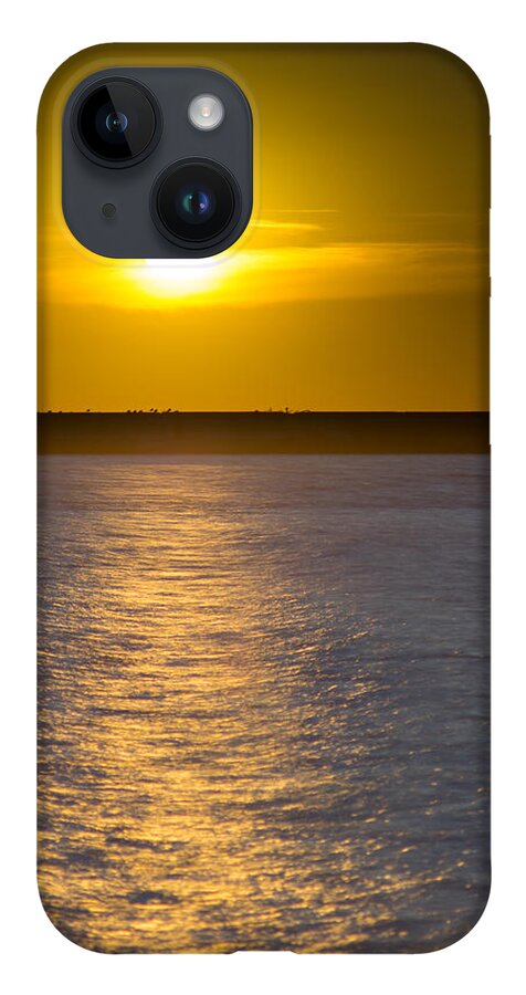 Solar Eclipse iPhone 14 Case featuring the photograph Sunset Eclipse by Chris Bordeleau