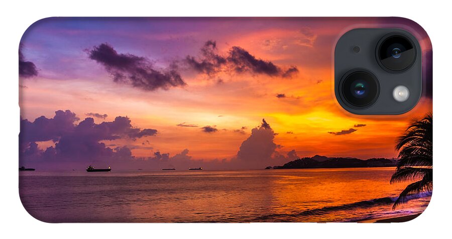 Manzanillo iPhone 14 Case featuring the photograph Sunset Manzanillo Bay by Tommy Farnsworth