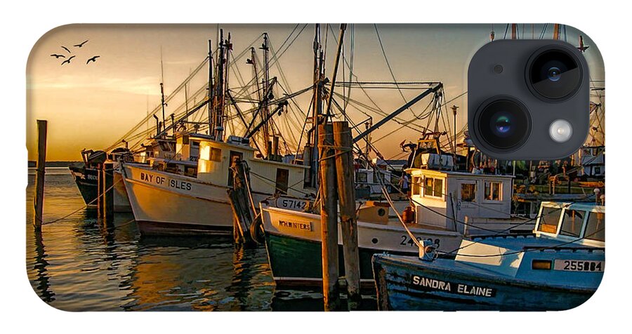 Fishing Boats iPhone 14 Case featuring the photograph Sunset On The Fleet by Cathy Kovarik