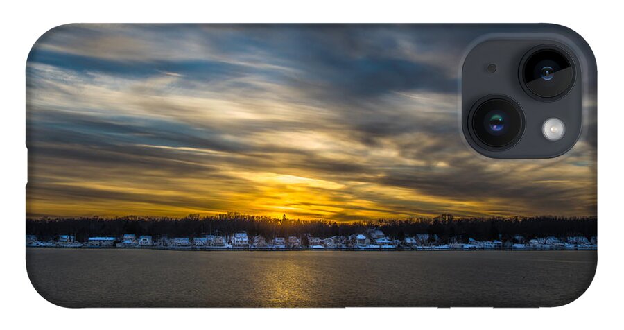 2012 iPhone Case featuring the photograph Sunset Over Snow Covered Village by Randy Scherkenbach
