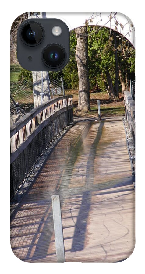 White iPhone Case featuring the photograph Swinging Bridge by Michelle Hoffmann