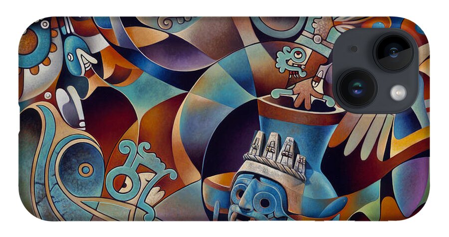 Aztec iPhone Case featuring the painting Tapestry of Gods - Tlaloc by Ricardo Chavez-Mendez