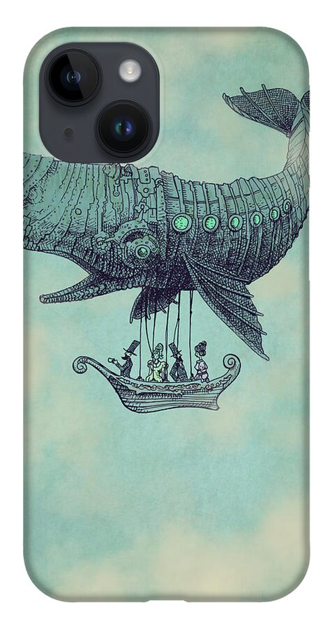 Whale iPhone 14 Case featuring the drawing Tea at Two Thousand Feet by Eric Fan