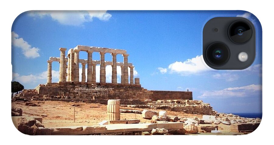 Temple Of Poseidon iPhone 14 Case featuring the photograph Temple of Poseidon Vignette by Denise Railey