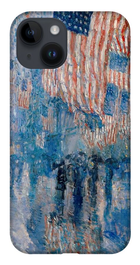 The Avenue In The Rain iPhone 14 Case featuring the painting The Avenue in the Rain by Georgia Fowler