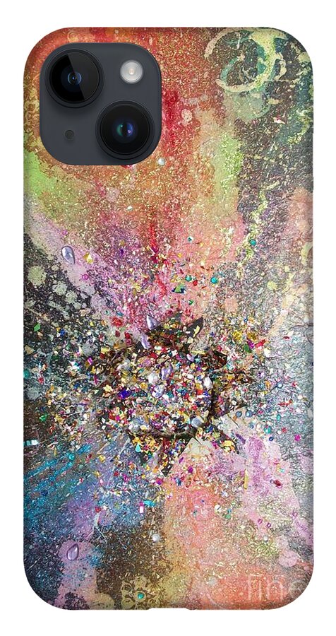 Watercolor iPhone 14 Case featuring the mixed media The Big Bling Theory by Carol Losinski Naylor