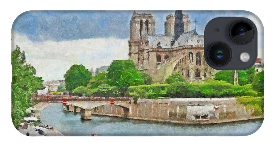 Notre Dame iPhone 14 Case featuring the digital art The Cathedral of Notre Dame by Digital Photographic Arts