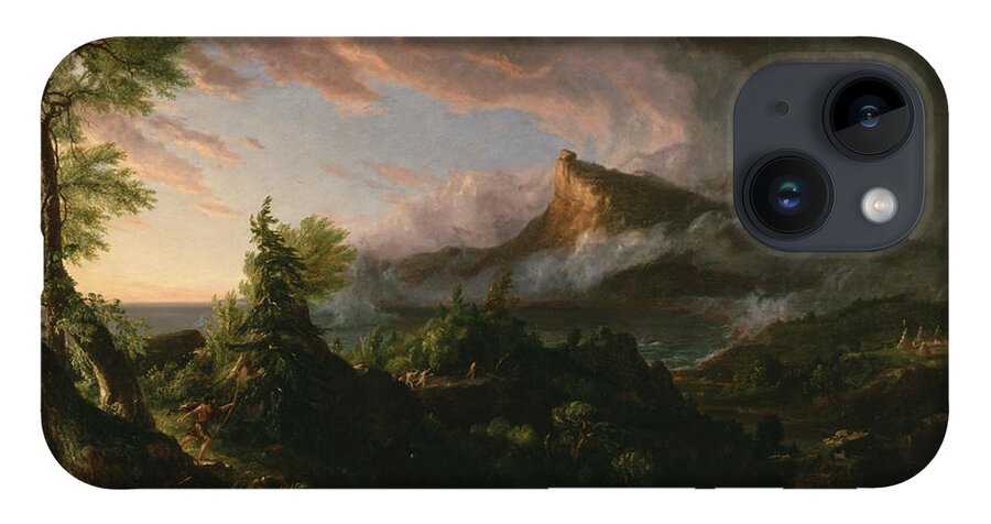 Hudson River School iPhone 14 Case featuring the painting The Course of Empire The Savage State by Thomas Cole