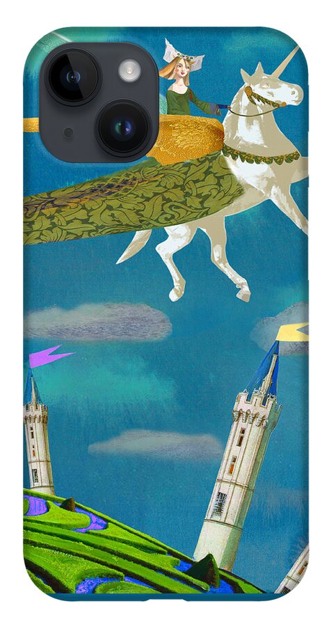 Princess iPhone 14 Case featuring the painting The evening flight by Victoria Fomina