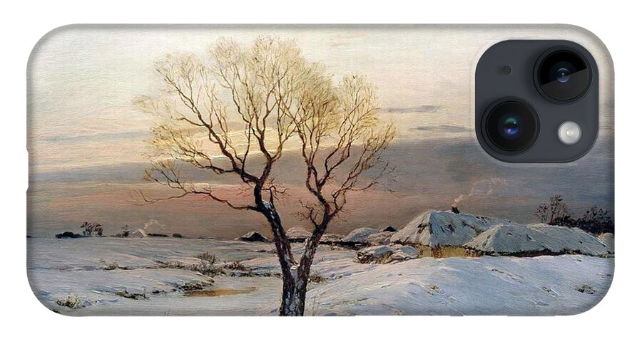 Nikolay Dubovskoy' iPhone 14 Case featuring the painting The Frosty Morning by Nikolay Dubovskoy'
