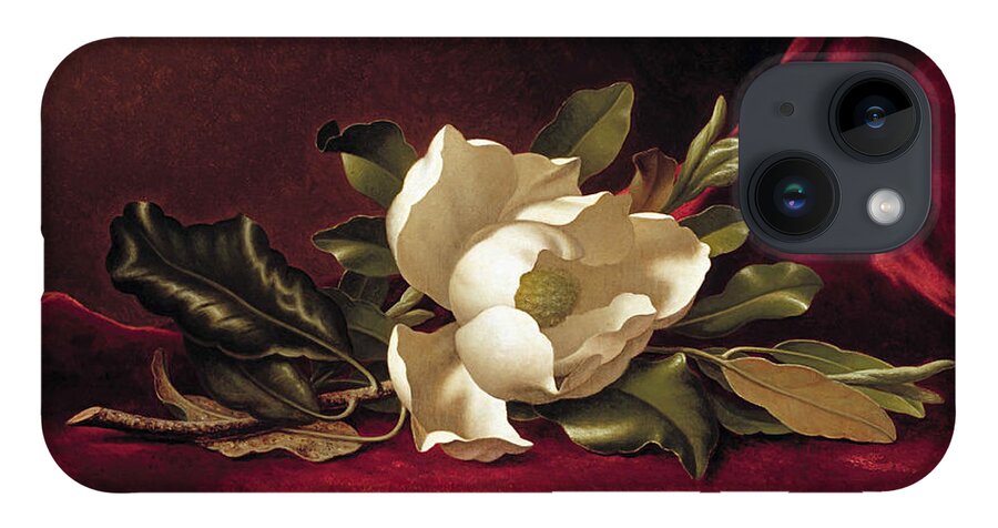 Martin Johnson Heade iPhone 14 Case featuring the painting The Magnolia Blossom by MotionAge Designs